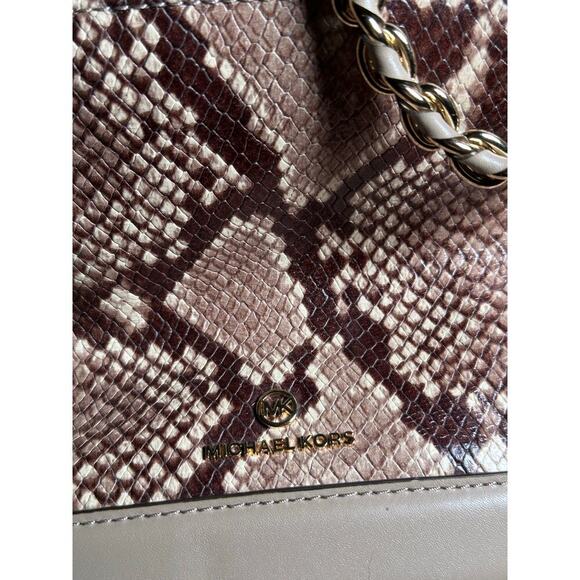 NWT MICHAEL KORS REESE Python bucket shoulder 
EMBOSSED LEATHER bag purse - Picture 7 of 11